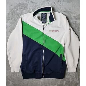 Ecko Unlimited Zip Up Track Jacket Navy Blue Green White Pink Logo Men's L